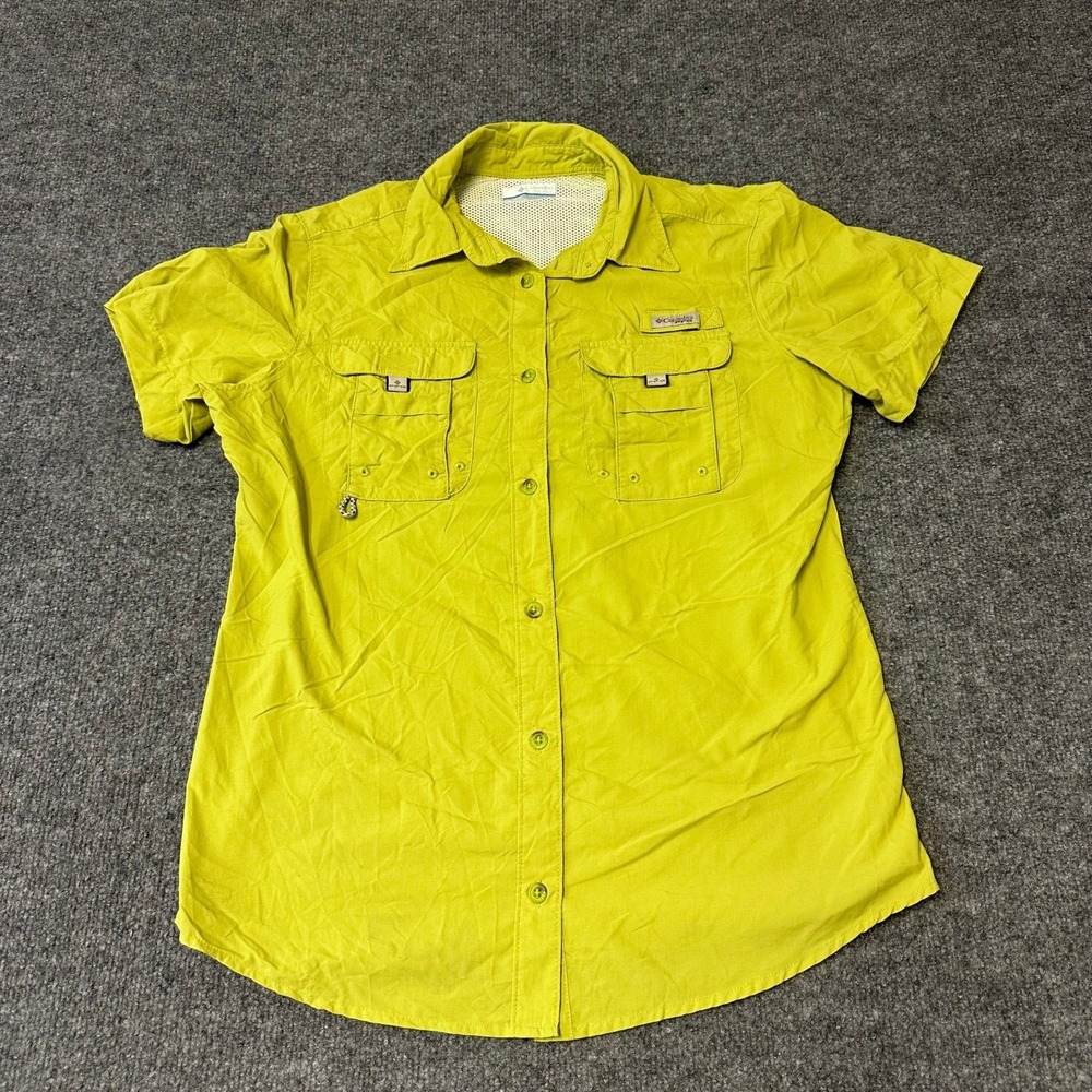 Columbia Shirt Womens Small Lime Green PFG Vented Short Sleeve Fishing Outdoor